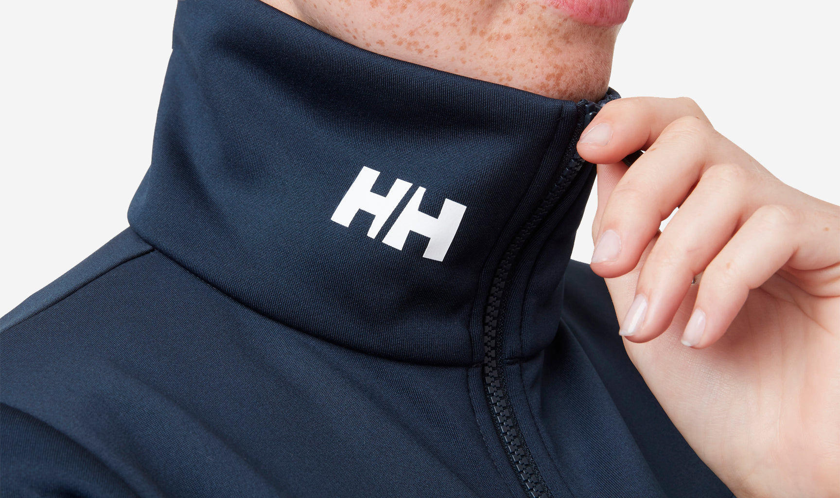 W CREW FLEECE JACKET, Navy