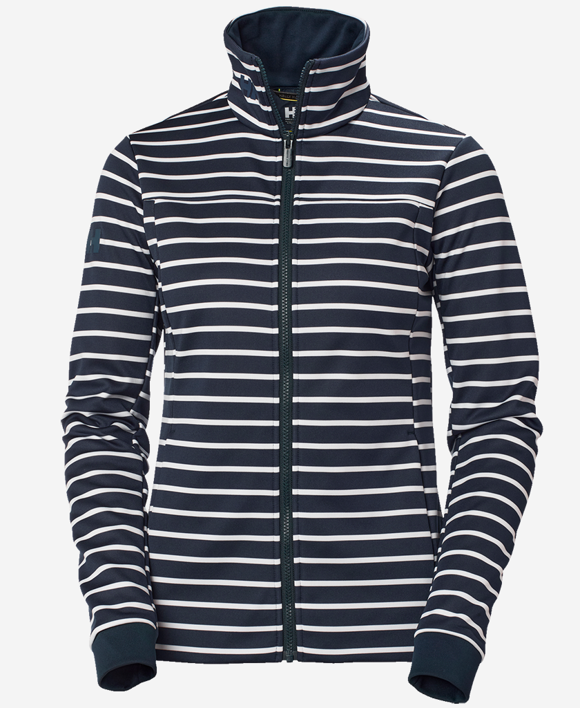 W CREW FLEECE JACKET, Navy stripe