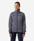 W CREW FLEECE JACKET, Navy stripe