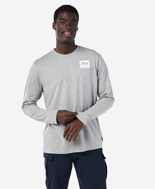 BOX OUTLINE L/S T-SHIRT, Grey Melange